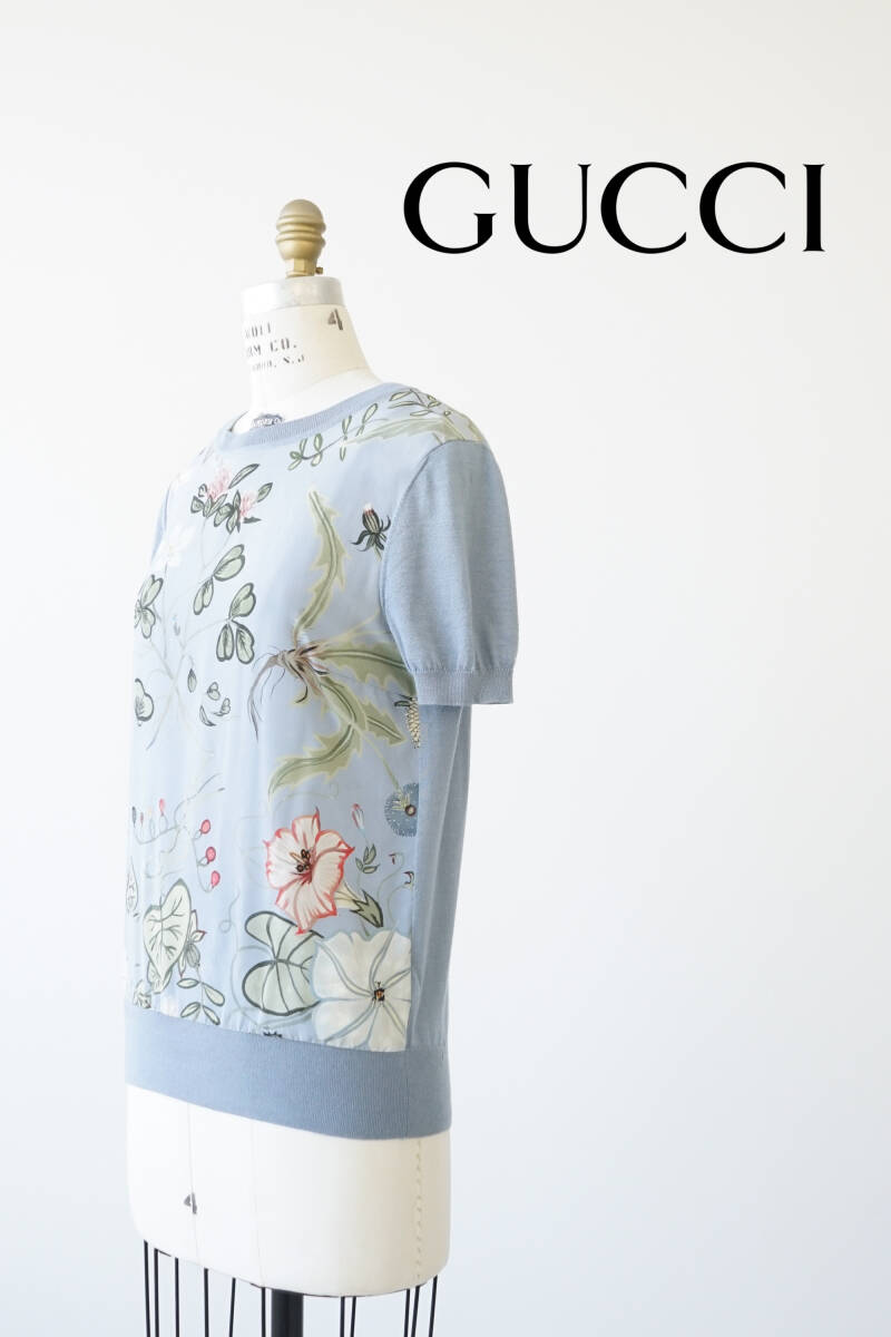 GUCCI 花柄 半袖トップス ニットSサイズ