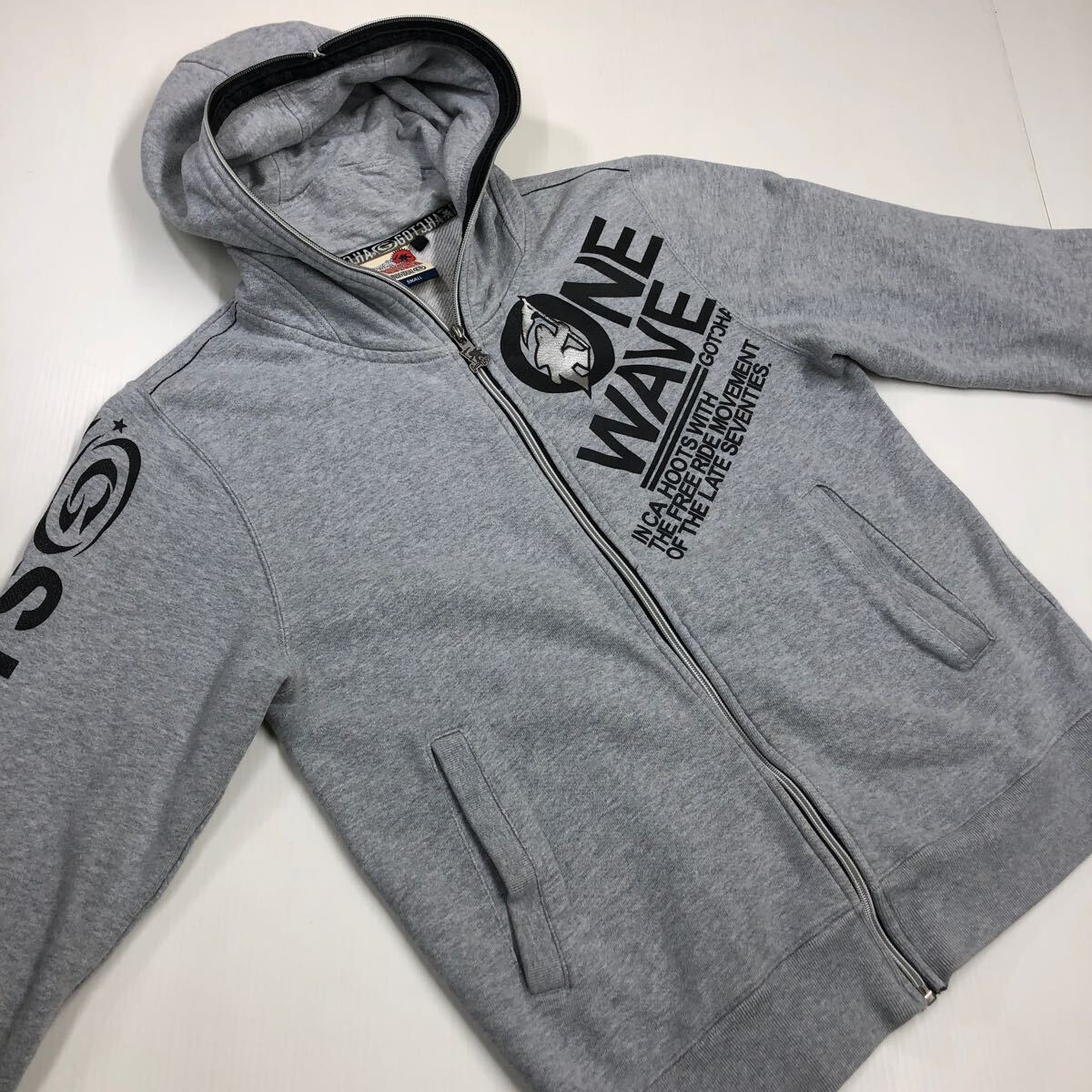 Gotcha Japanese GOTCHA ガッチャ ジップアップパーカー スウェット フルジップ プリント グレー メンズ Sサイズ 44-82 /【Buyee ...