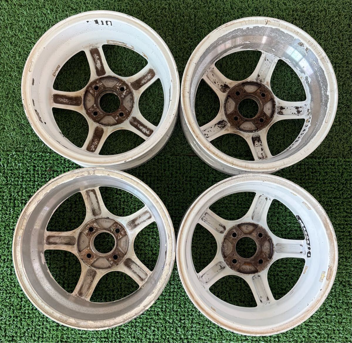 ★希少 RAYS レイズ CAL-CHOPPY 14インチ 100/4H ★14×5J +45 PCD100 4穴 ハブ:約65mm 4本 ...