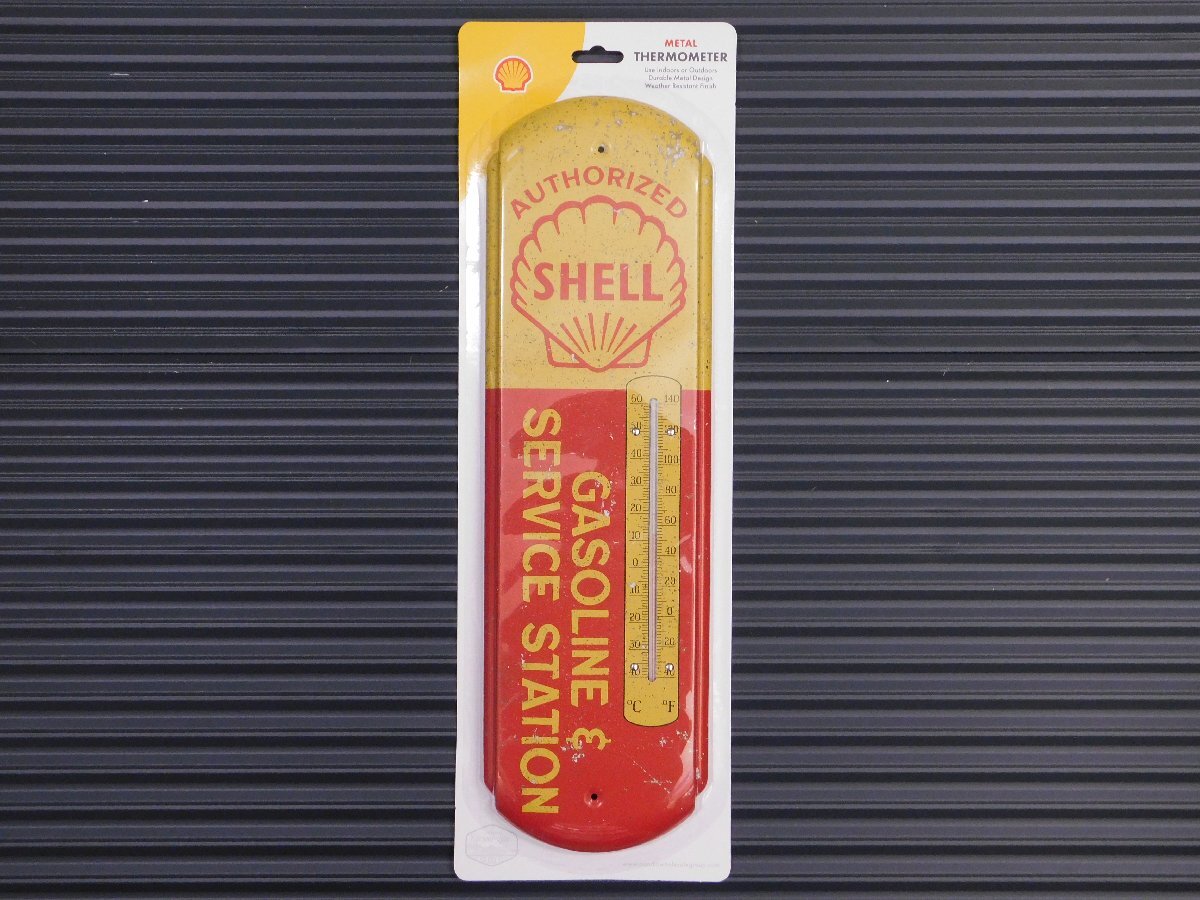 【SHELL GASOLINE・シェル】※《スチール製・メタルサーモメーター ／ 壁掛け温度計》 アメリカン雑貨 ガレージ /【Buyee ...
