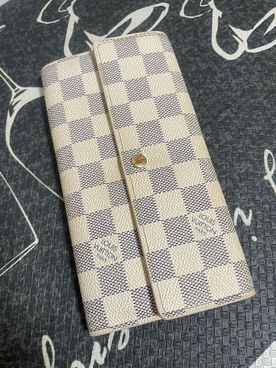 完璧主義 ルイヴィトン アズール ダミエ LOUIS VUITTON ポルトフォイユ 長 小物
