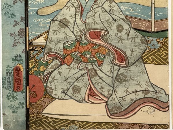 【真作】「妾お柳の方・多賀の大領・望月弾正」豊国画 大判三枚続一組|和本絵本本物浮世絵刷物摺物歌舞伎役者絵加賀見山再岩藤錦絵 /【Buyee】