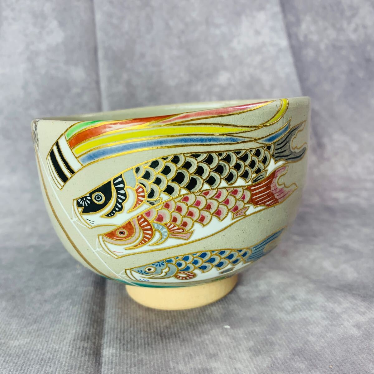 加藤利昇 乾山写 傘 茶碗 共箱 抹茶碗 茶道具 k3488 加藤利昇 乾山