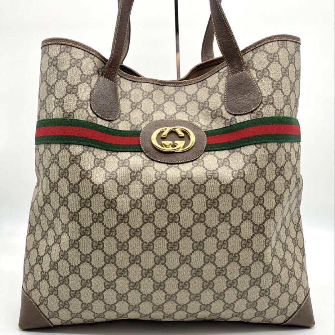 希少色 GUCCI トートバッグ マイクロGG シェリーライン PVC レザー