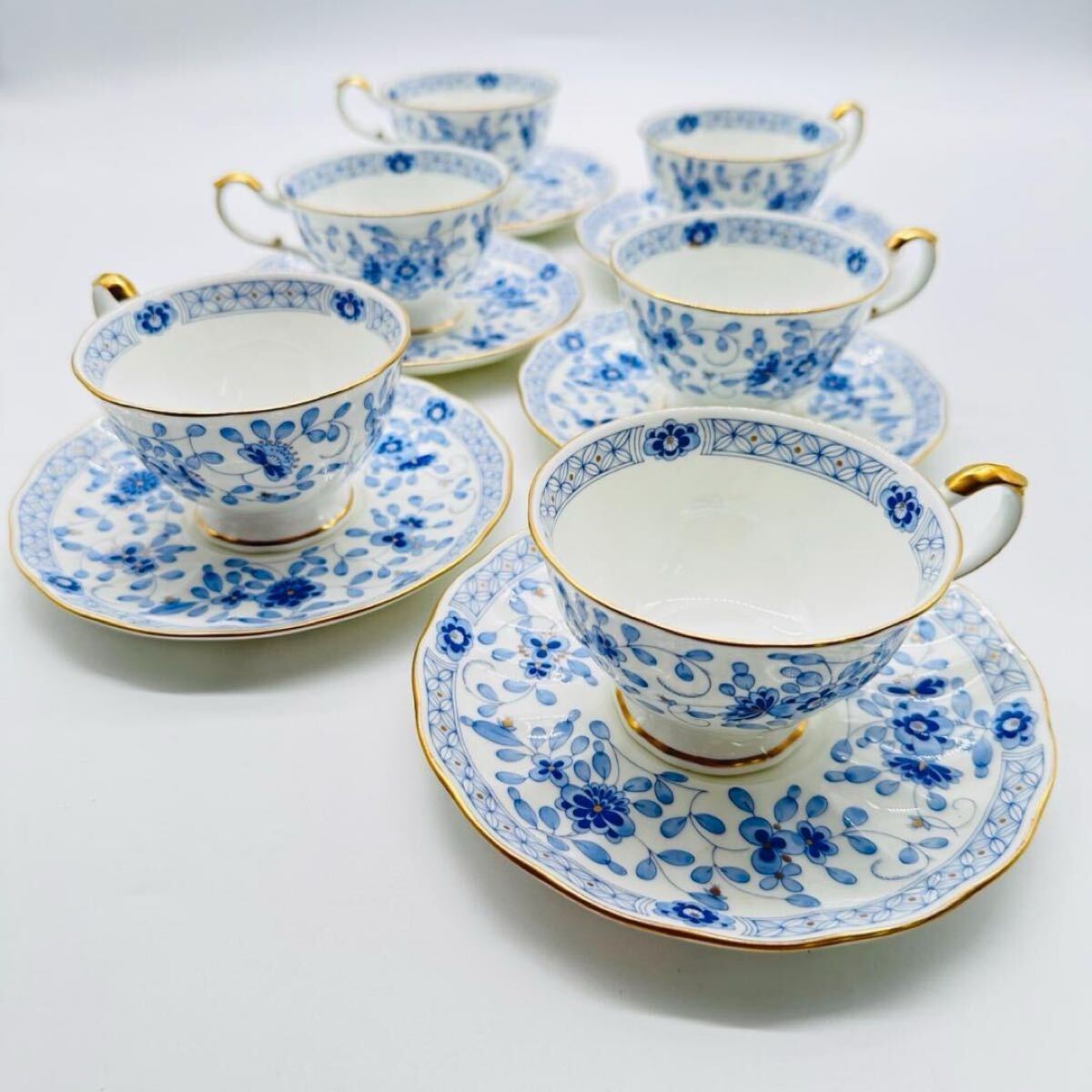 ナルミ カップ＆ソーサー6客セット ゴールドライン シュガーポット