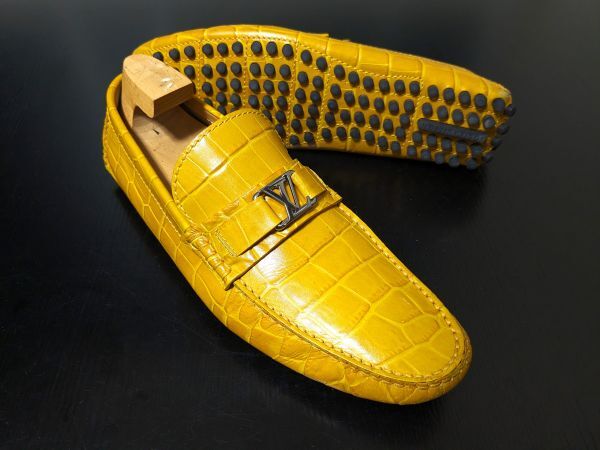 試し履き程度 ヴィトン 9 LOUIS VUITTON FA1118 クロコデザイン LVビットドライビングスリッポン ホッケンハイム 455 ...