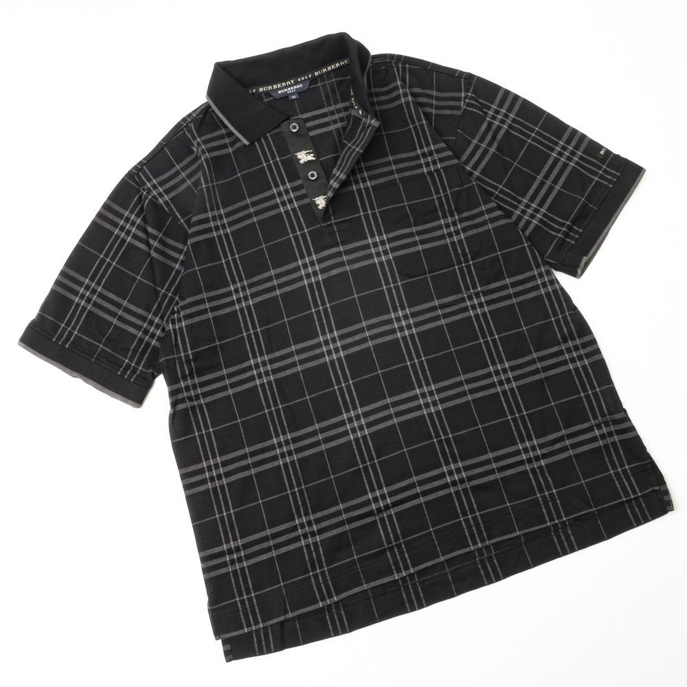BURBERRY GOLF メンズポロシャツ　黒 上質な1着『BURBERRY GOLF』半袖ポロシャツ Mサイズ ブラック