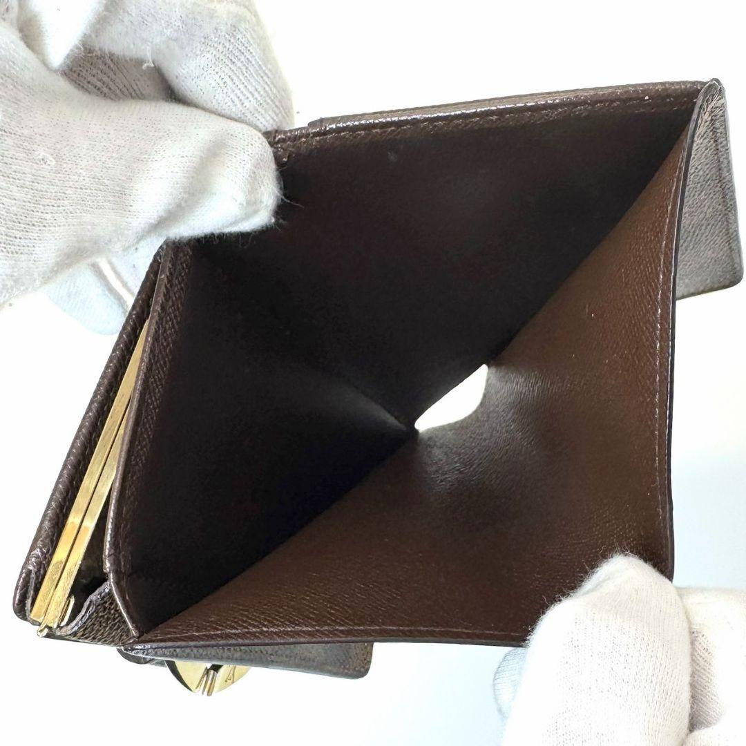 極美品】 ルイヴィトン ダミエ エべヌ 二つ折り財布 ヴィエノワ がま口