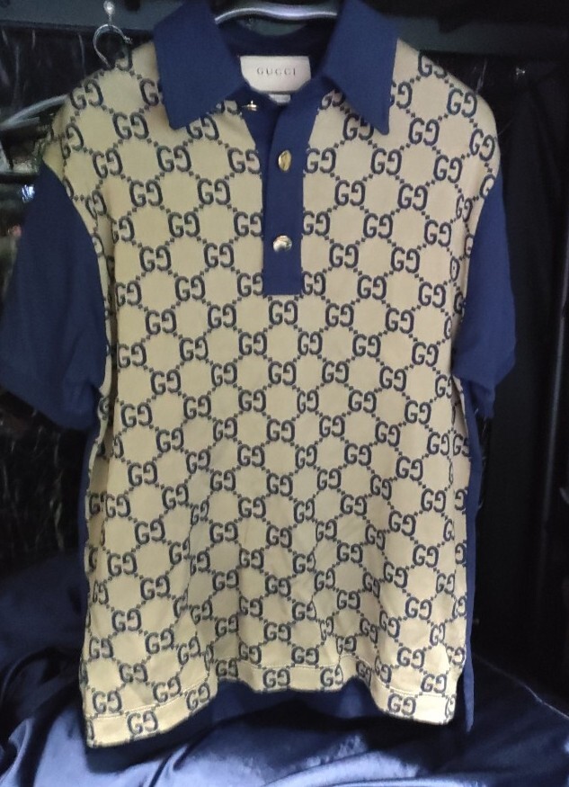 Sサイズ☆グッチ GG柄 半袖 ポロシャツ シェリーライン コットン