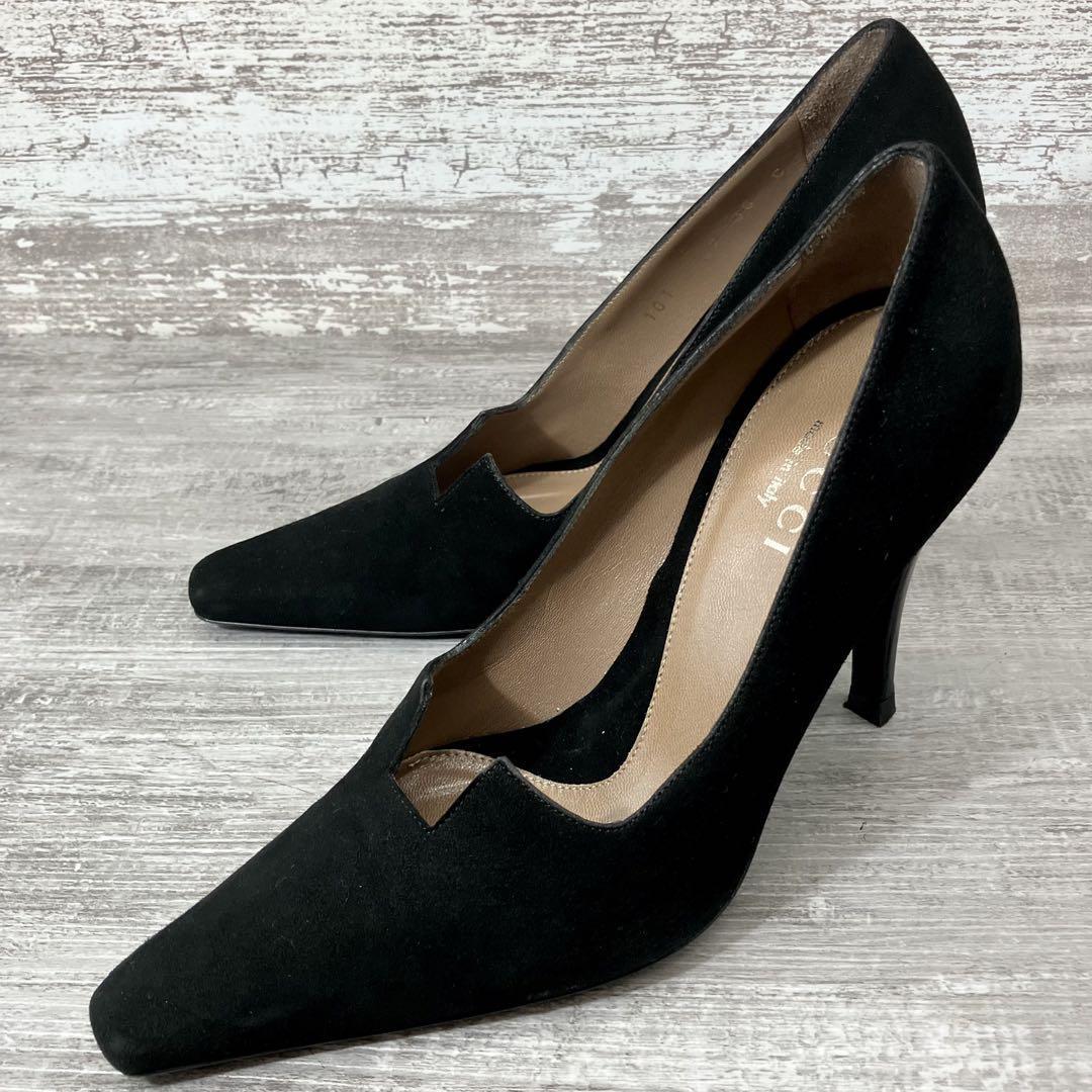 【美品】GUCCI スタッズ付きブラックポインテッドトゥウェッジヒール 2260157822.jpg?1715415322