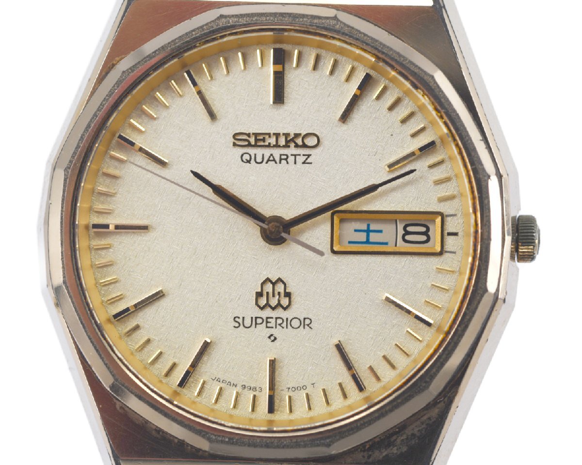 [中古品] 稼働品【SEIKO】セイコー SUPERIOR スーペリア 9983-7000 メンズ デイデイト クォーツ ゴールドカラー 動作 ...