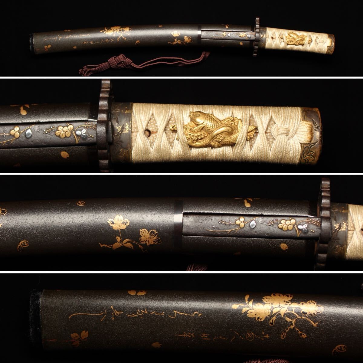 【登録証付】 無銘 脇差 34.7㎝ 時代 日本刀 拵 白鞘 武具 蒔絵和歌鞘 小柄 骨董 古美術 (Gg78I#0830R0707146 ...