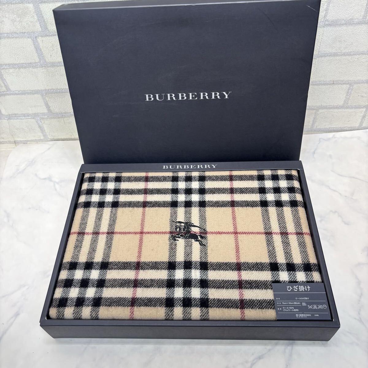 ★未使用★バーバリーロンドン　ラムウール　ひざ掛　ノバチェック　ベージュ ☆未使用☆バーバリーロンドン ラムウール ひざ掛 ノバチェック
