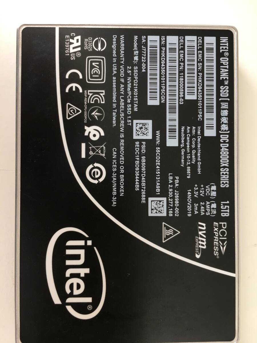 Intel Optane DC D4800X 1.5TB PCI-e NVMe 2.5 Solid State Drive EMC SSDPD21K015TAR Intel Optane DC D4800X 1.5TB PCI-e NVMe 2.5 Solid State Drive EMC SSDPD21K015TAR