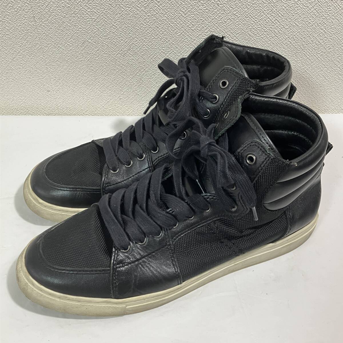 BURBERRY BLACK LABEL バーバリーブラックレーベル ハイカットスニーカー 約27～28cm ブラック 黒 D1426-437 ...