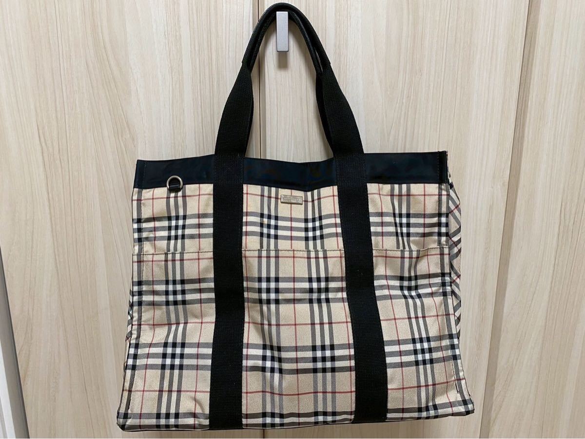 BURBERRY バーバリー 内ノバチェック柄 トートバッグ A4◎ ブラック 