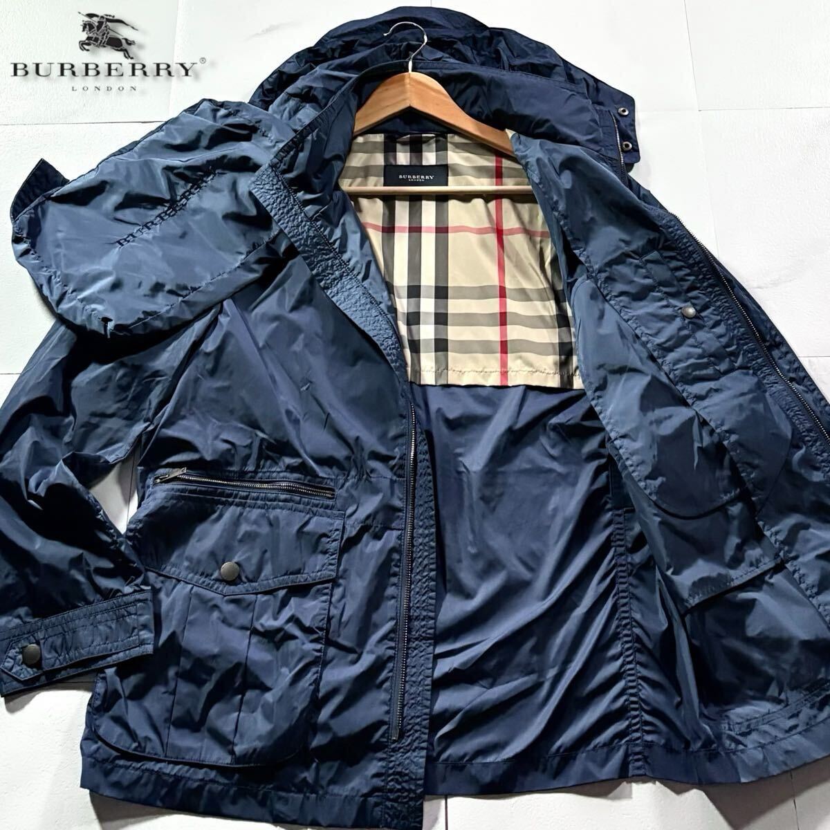 【希少　美品】バーバリー　メガチェック　フード　キルティング 希少 美品】バーバリー メガチェック フード キルティング 希少 美品