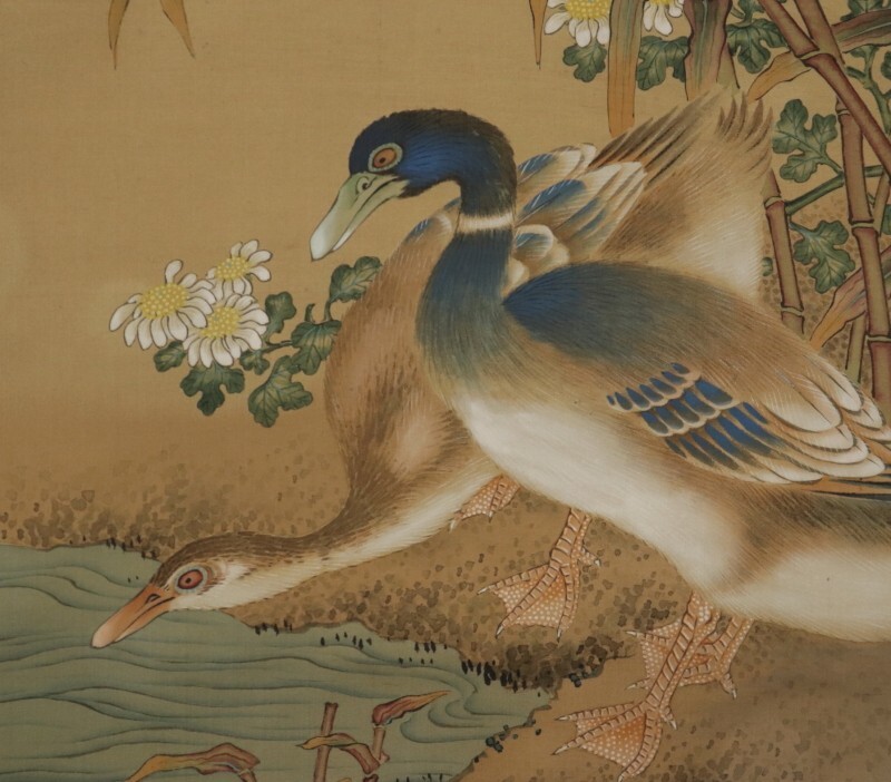10589 【真作】宋紫石 花鳥図 絹本 肉筆中国 沈南蘋門人 長崎派 掛軸 絹本 /【Buyee】 Buyee - Japanese ...