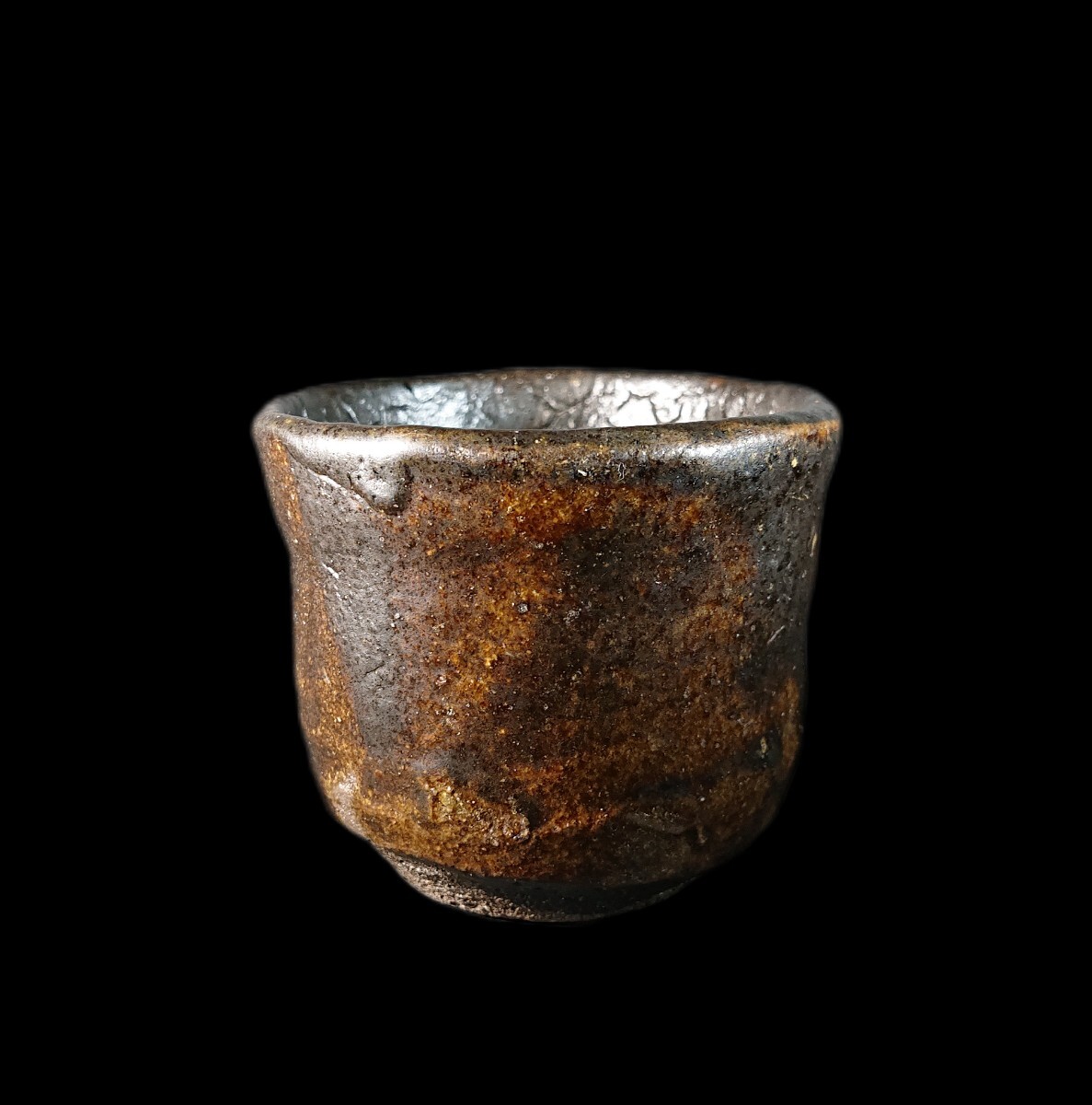 □唐津焼 丸田宗彦 絵唐津片口ぐい呑 共箱、共布、栞揃い