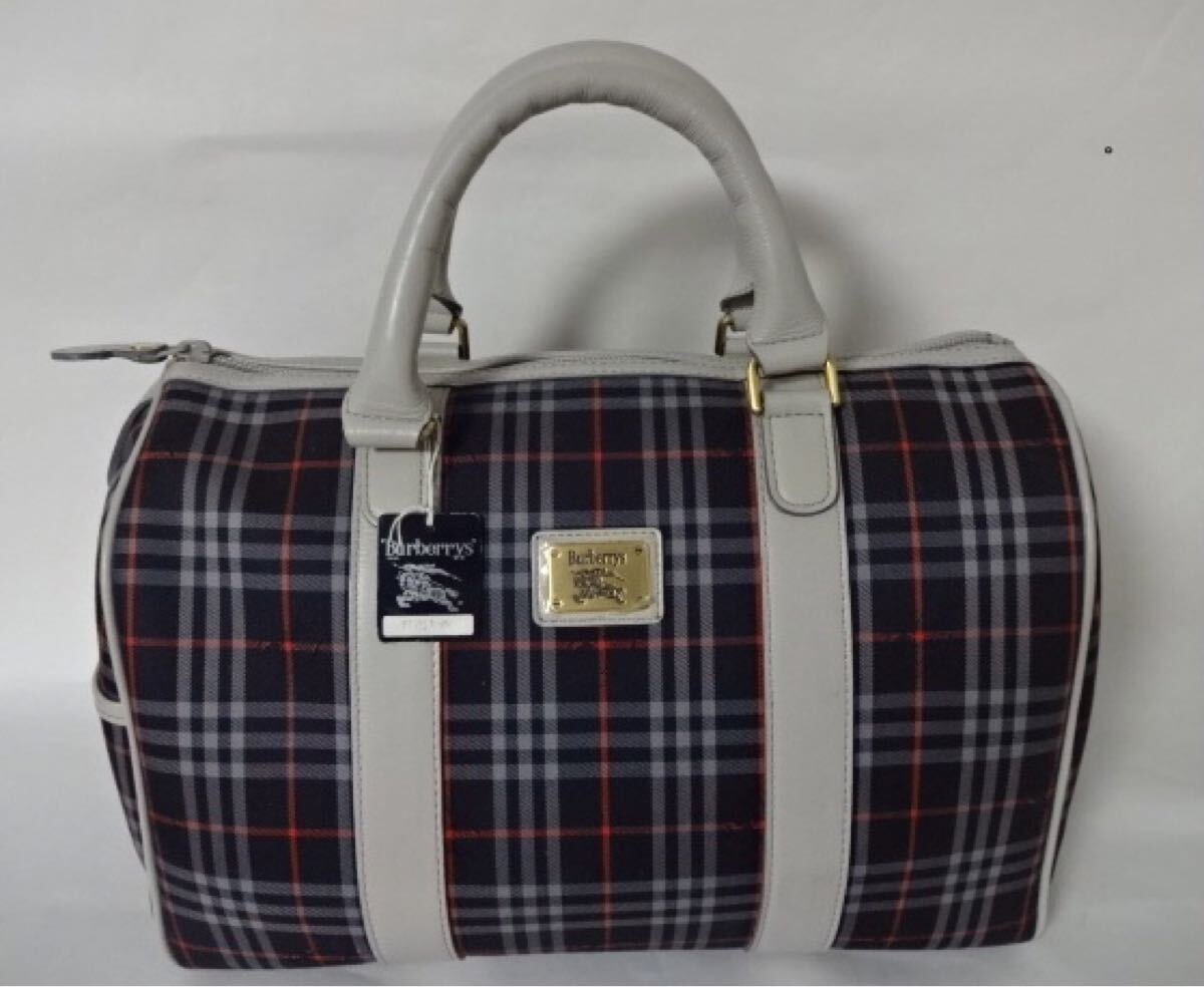 BURBERRY ミニボストン 2way シボ革 ノバチェック ホースロゴ