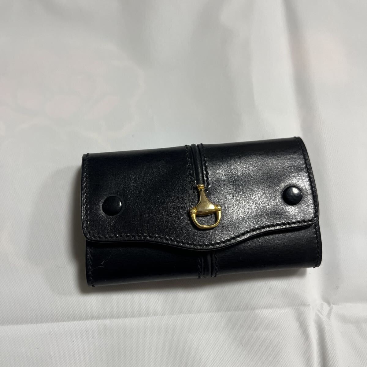 オールドグッチ GUCCI 6連キーケース GG柄 シェリーライン ネイビー