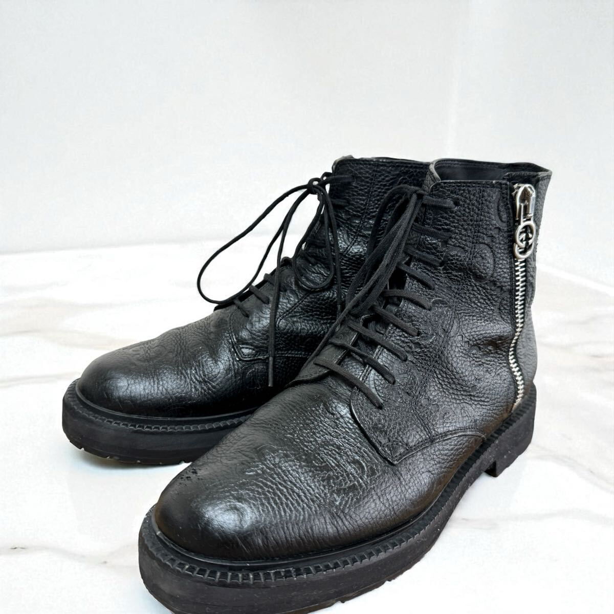 定価192500円　gucci グッチ　サイドジップブーツ　ブラック　レザー 定価192500円 gucci グッチ サイドジップブーツ ブラック レザー 正規