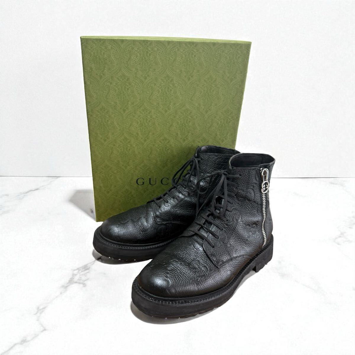 定価192500円　gucci グッチ　サイドジップブーツ　ブラック　レザー 定価192500円 gucci グッチ サイドジップブーツ ブラック レザー 正規