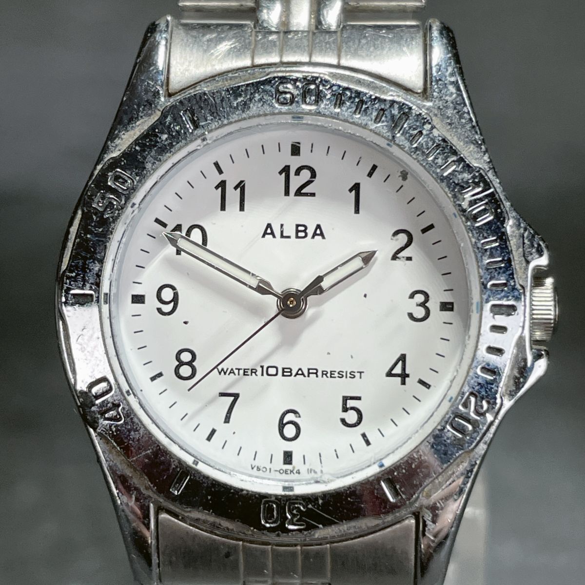 SEIKO セイコー ALBA アルバ V501-0BJ0 腕時計 アナログ クオーツ 3針 ホワイト文字盤 メタルバンド 新品電池交換済み ...