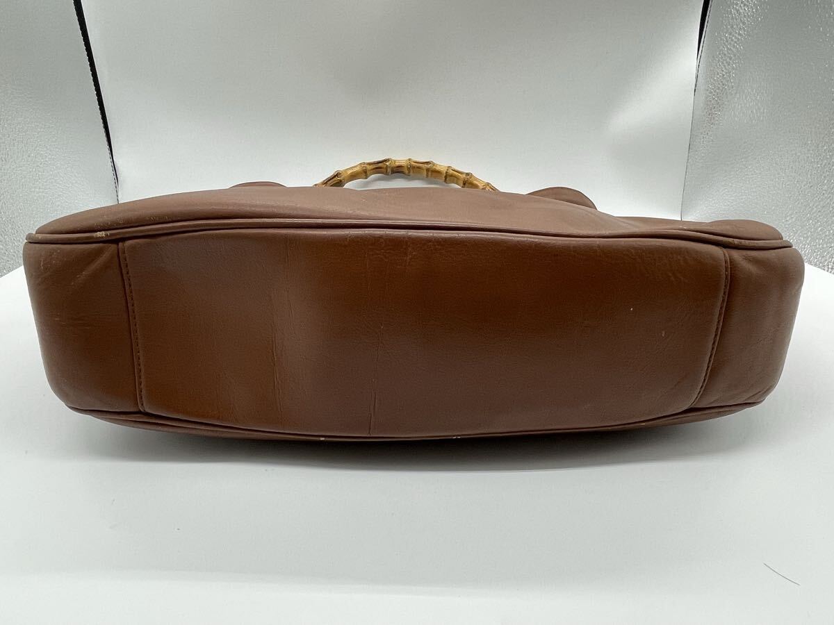 1円 GUCCI グッチ バンブー レザー ワンハンドル ハンドバッグ 