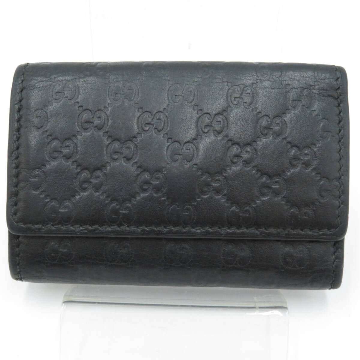 未使用保管　美品　GUCCI　グッチ　マイクロシマ　キーケース　黒　150402 キーケース◇GUCCI グッチ マイクログッチシマ 6連キーケース