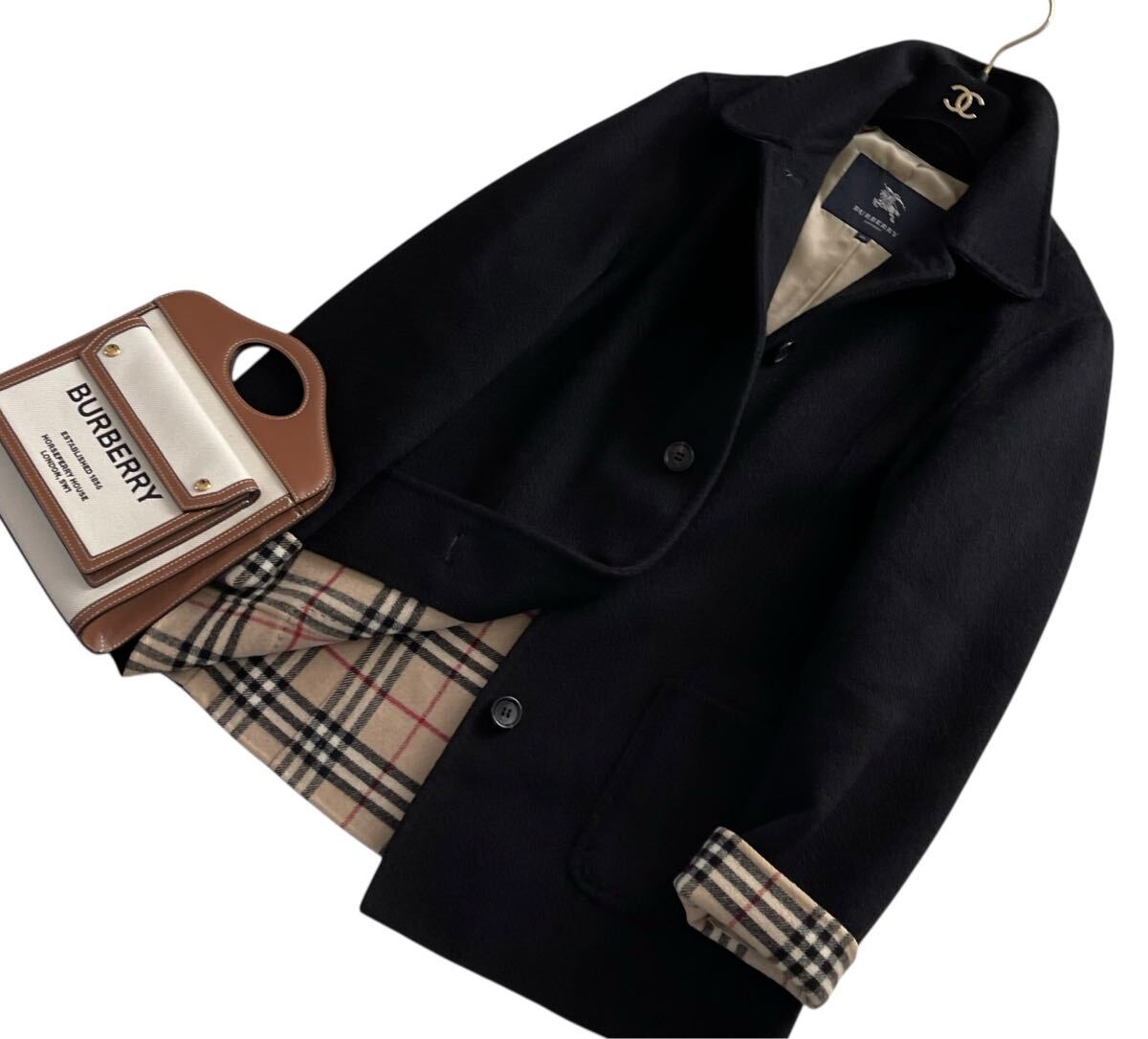 美品 大きいサイズ バーバリーロンドン カシミヤ ダブルフェイス ノバチェック 大きいサイズ ☆超美品☆ バーバリー BURBERRY バーバリーロンドン