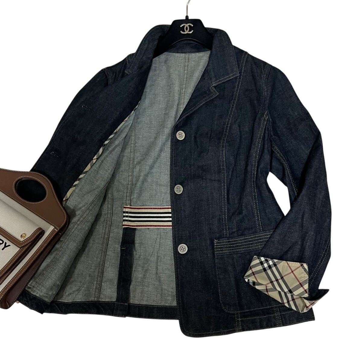 美品 バーバリーロンドン デニムジャケット ノバチェック クロップド丈