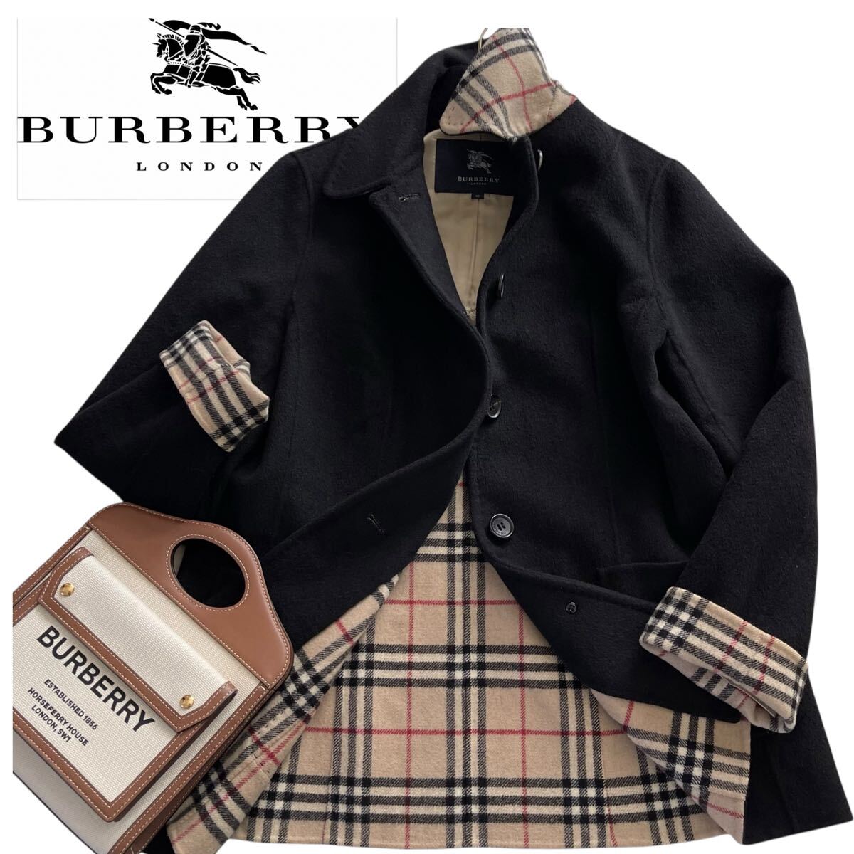 バーバリーロンドン リバーコート ノバチェック カシミヤ混 大きい