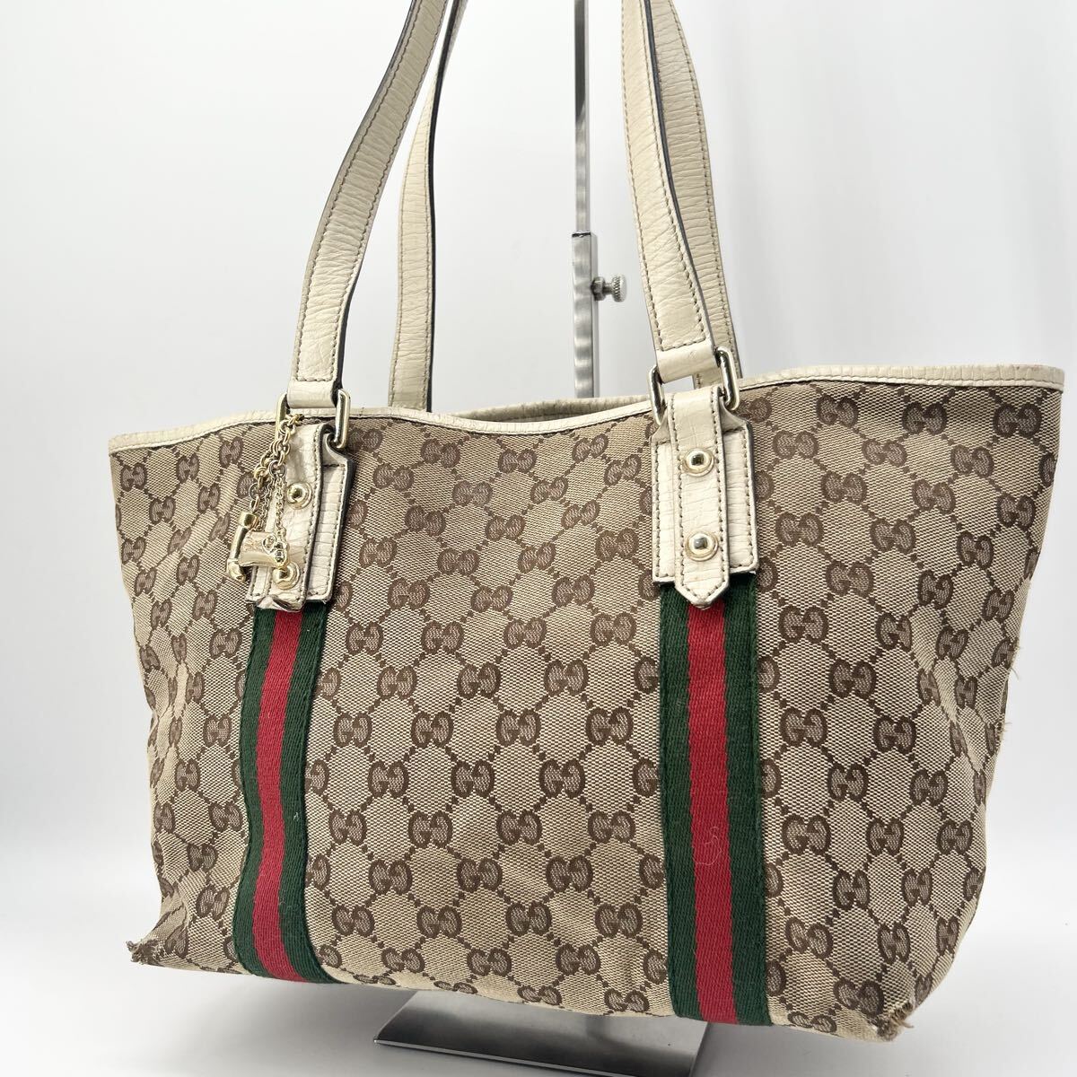 1円〜【美品】 GUCCI グッチ トートバッグ PVC レザー シェリーライン 