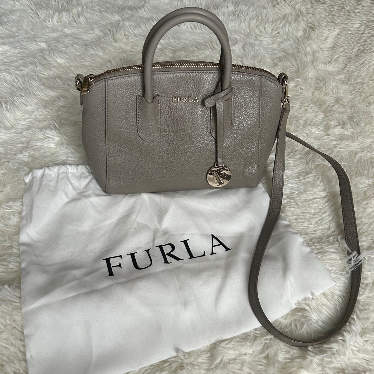 FURLA テッサS 2way ショルダーバッグ レザー グレージュ系 FURLA テッサS 2way ショルダーバッグ レザー グレージュ系