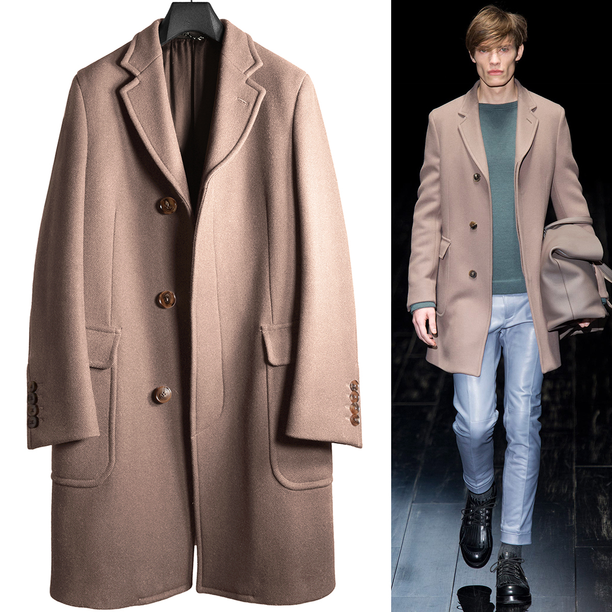 正規品 美品 グッチGUCCI コレクション登場モデル 比翼仕立て ウール