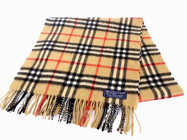 美品 未使用 イングランド BURBERRY マフラー キャメル 濃い チェック 綺麗め☆BURBERRY【バーバリー】カシミヤ100% チェック柄マフラー