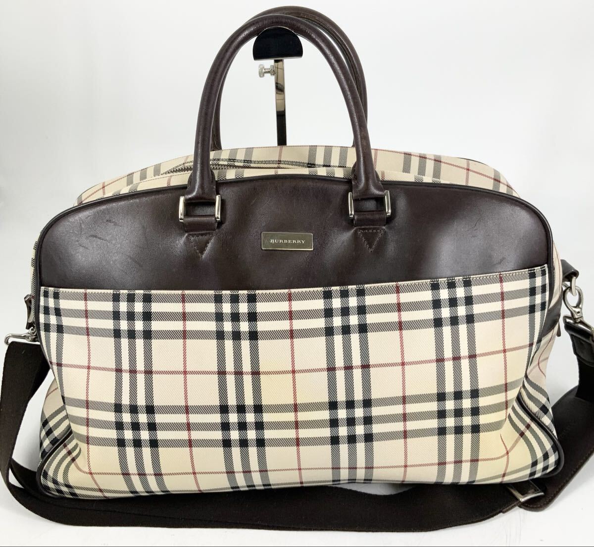 ☆良品☆ Burberrys バーバリー レザー×キャンバス ボストンバッグ ハンドバッグ バーバリー BURBERRY 8052898 ショルダーバッグ レディース バッグ