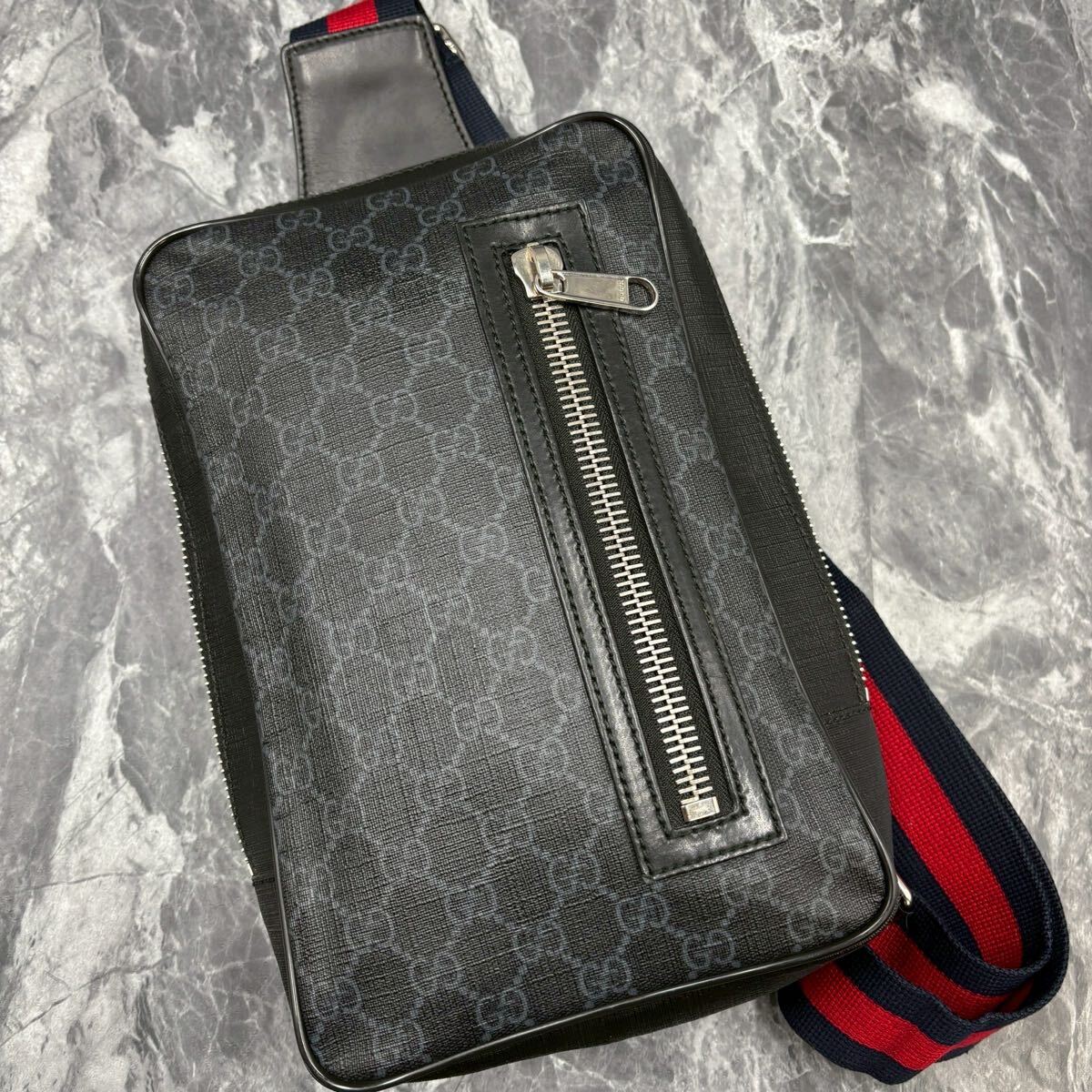 美品】グッチ ショルダーバッグ レザー×PVC A4可 GG柄 シェリーライン