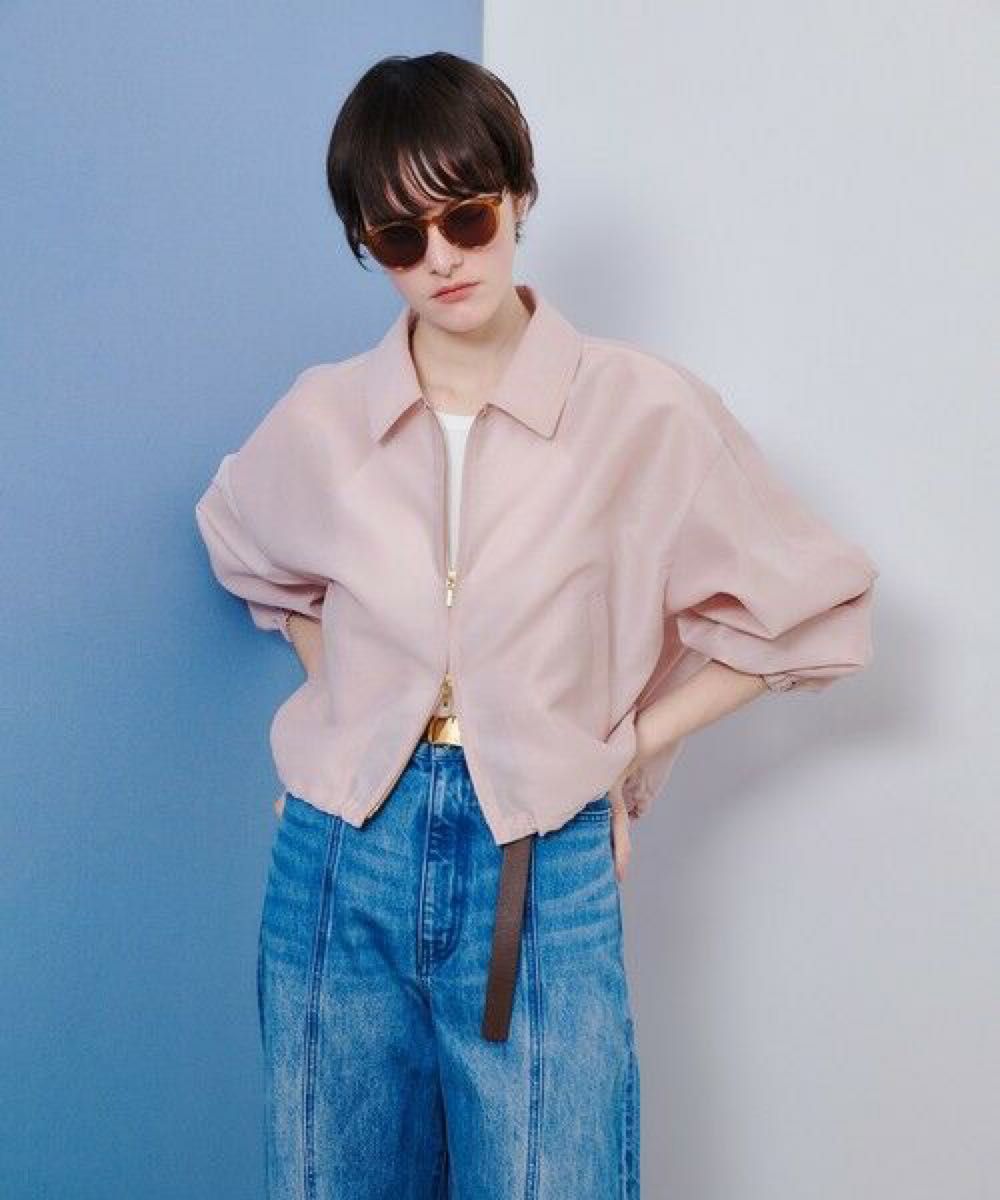 allureville オーガンジーステンカラーブルゾン ベージュ オーガンジーステンカラーブルゾン | allureville (Women