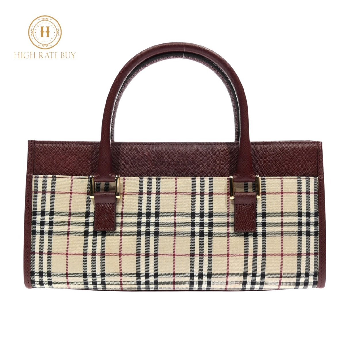 美品□BURBERRY バーバリー ノバチェック ハンドバッグ 旧ロゴ