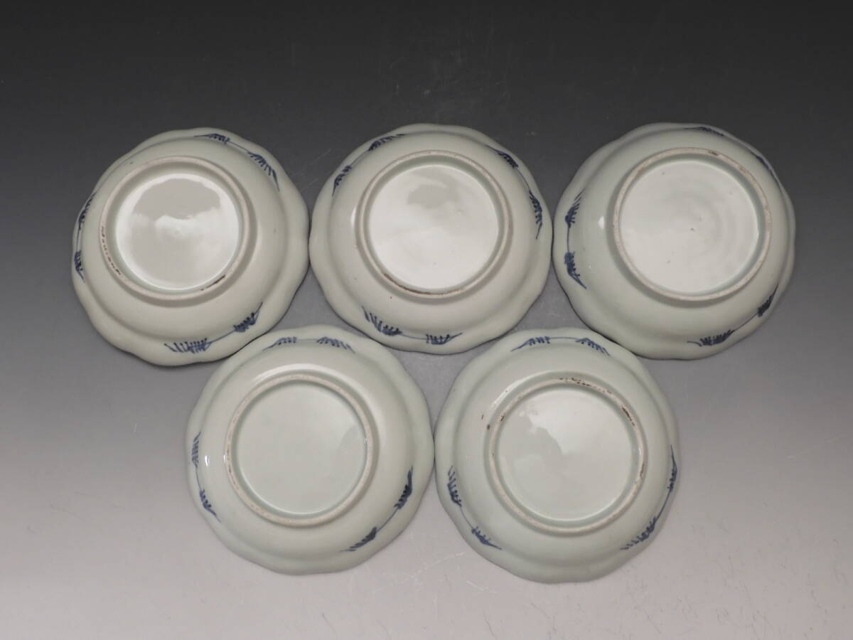 古伊万里 染付 白磁染付山水図長皿 5客 堂 古伊万里