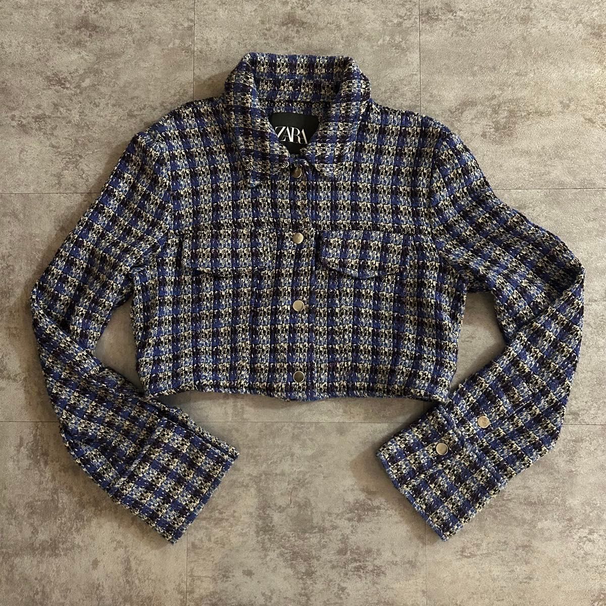 ZARA クロップドジャケット ツイード ザラ チェック 羽織り アウター 