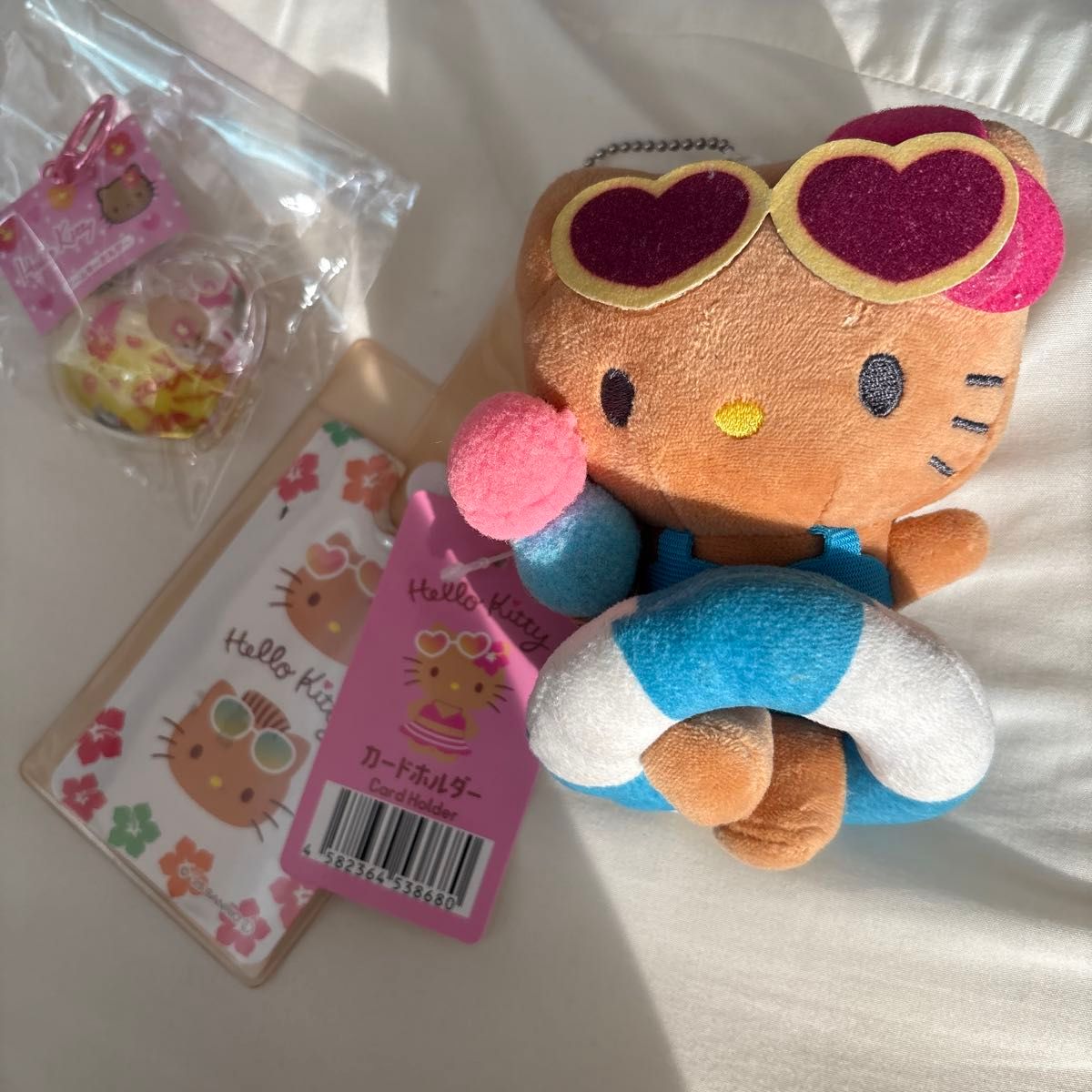 ハローキティ 日焼けキティ ぬいぐるみマスコット カードホルダー 