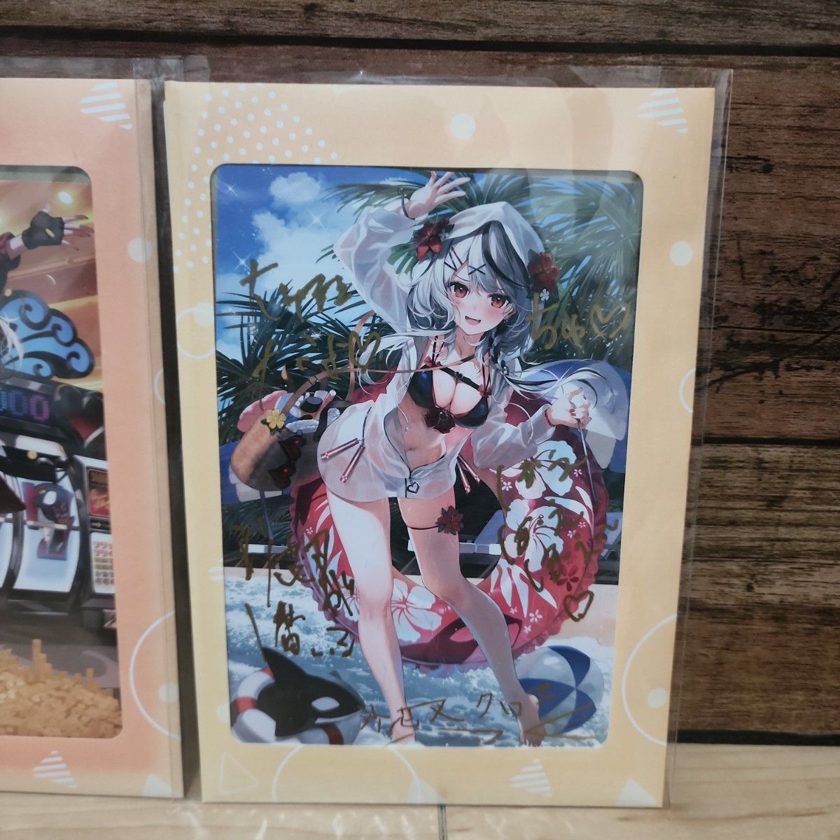 沙花叉クロヱ 直筆メッセージ&箔押し複製サイン入りポストカード 3種