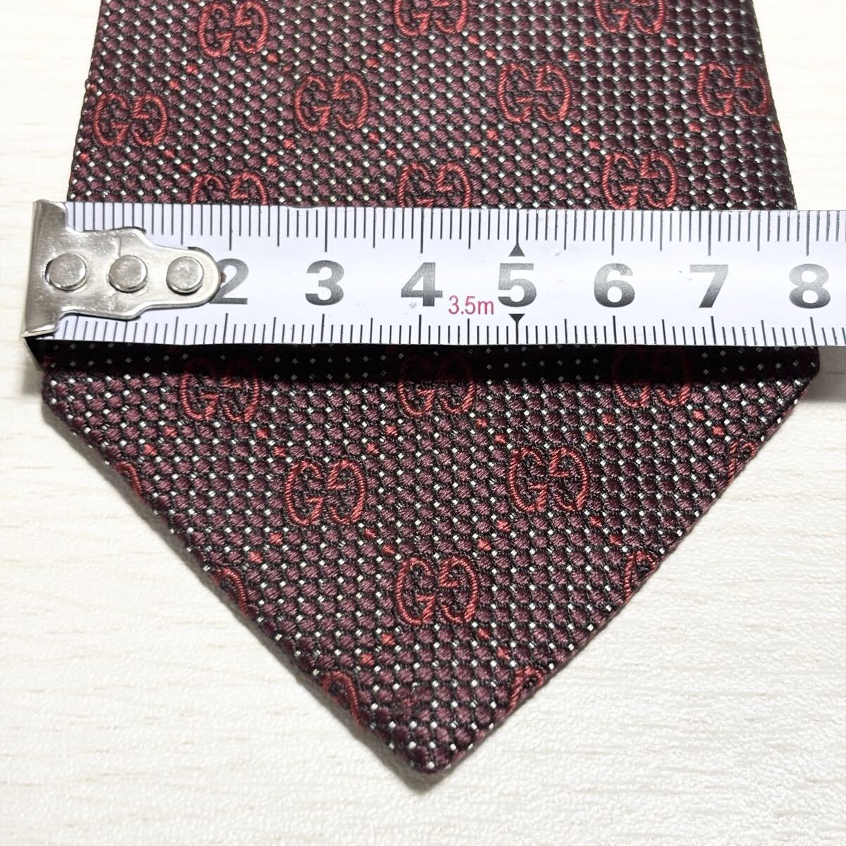 GUCCI グッチ GG柄 ネクタイ シルク シルク100 総柄 ボルドー