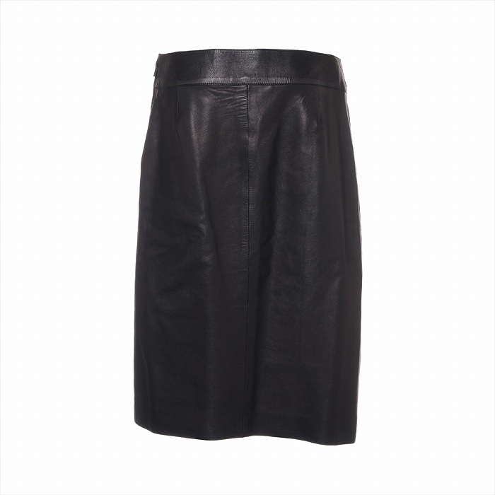 グッチ （GUCCI） ラムレザー スカート 編み込み 38 ブラック 104810  