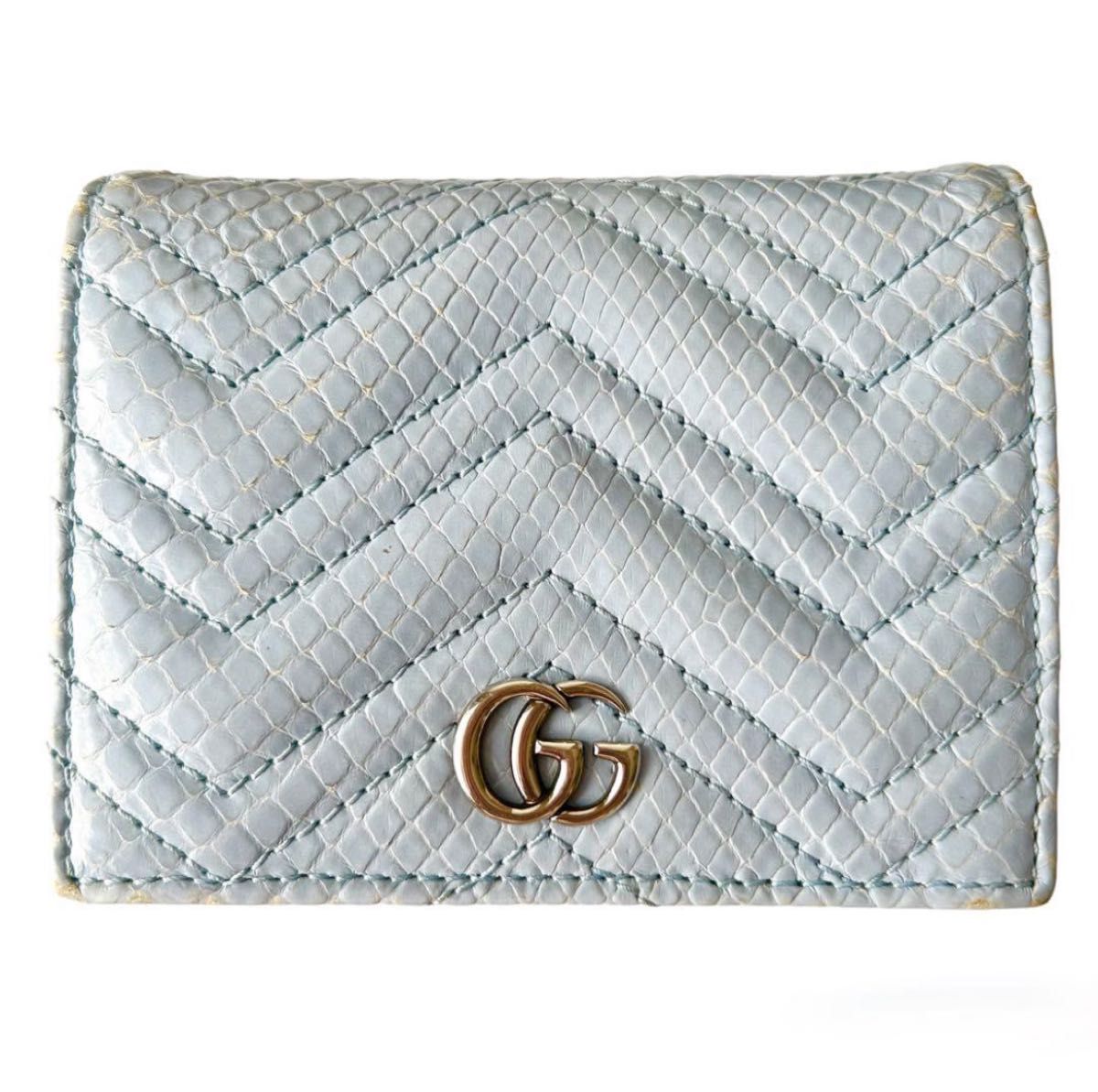✨美品✨ グッチ 二つ折り財布 マーモント パイソン 金ロゴ ダブルG 赤 黒 価格交渉◎】GUCCI 二つ折り財布 財布 GGマーモント パイソン ダブルG