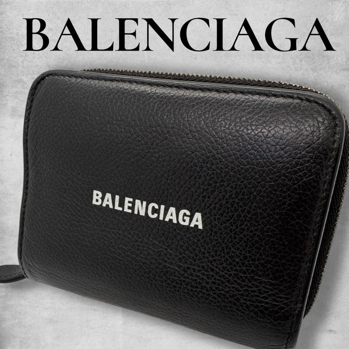 BALENCIAGA エブリデイ 二つ折り財布 レザー ブラック ラウンド