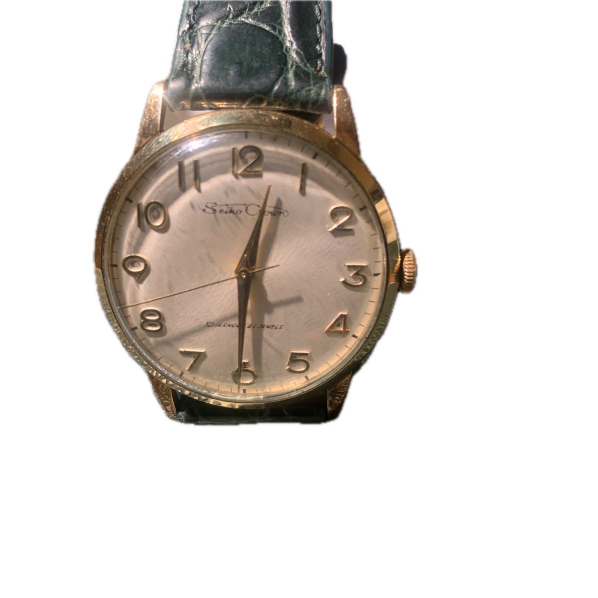 SEIKO CROWN DIASHOCK 21 JEWELS 手巻き腕時計 ゴールド | Shop at 